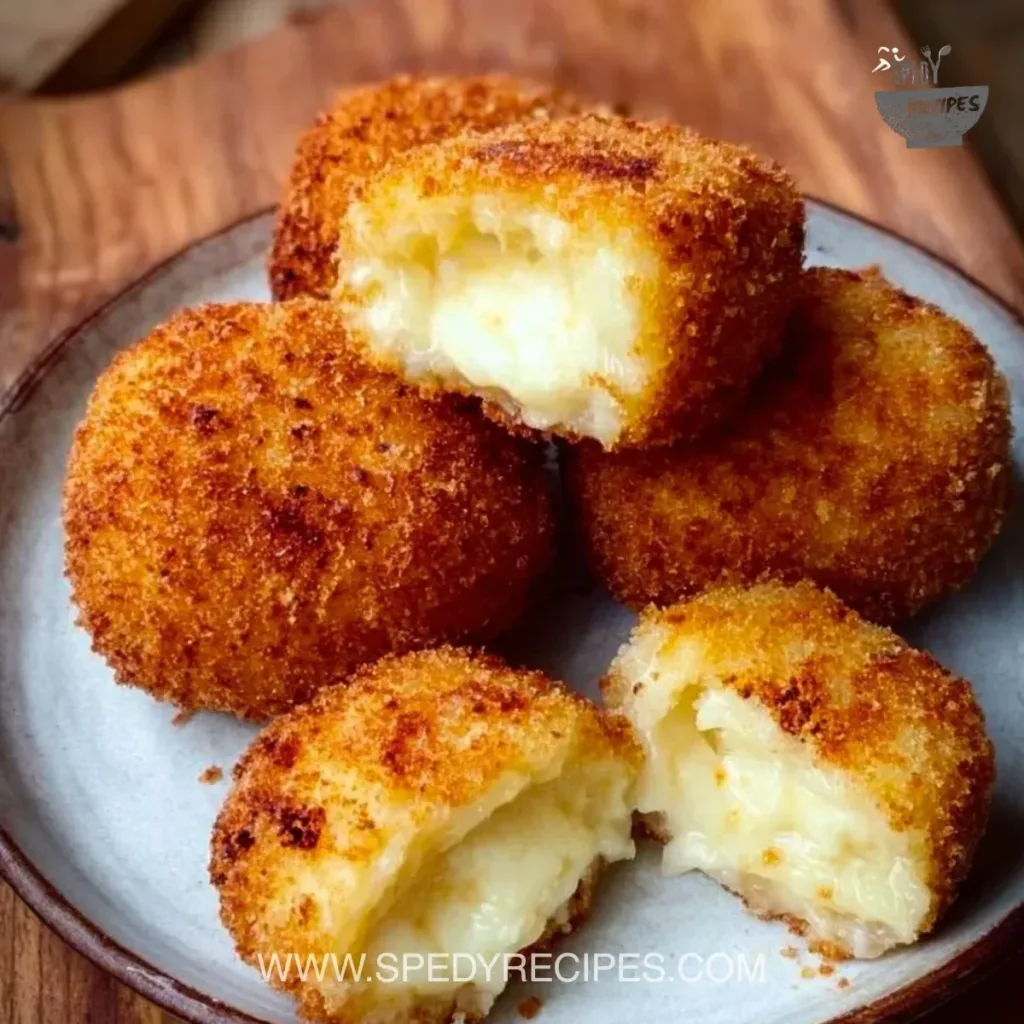Cheese Croquettes Golden brown cheese croquettes served with dipping sauce