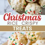 Festive Christmas Rice Crispy Treats decorated with holiday toppings