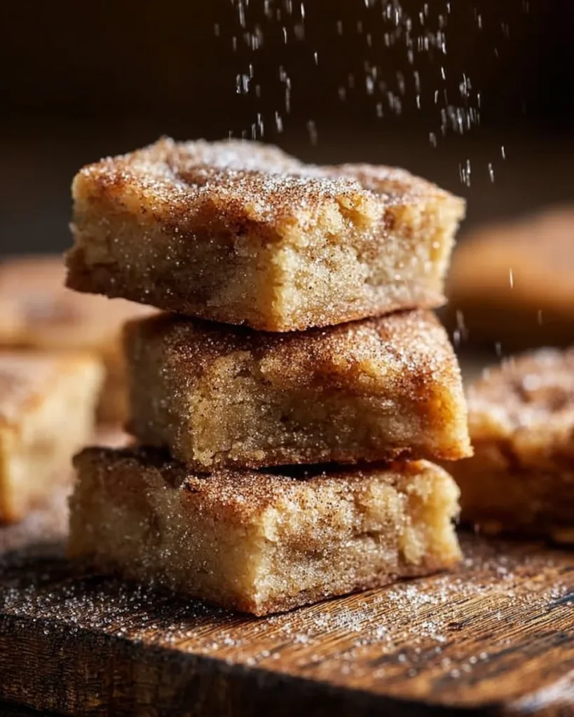Delicious Cinnamon Sugar Blondies with a sprinkle of cinnamon on top