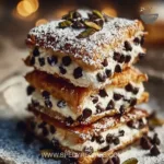 Delicious Classic Cannoli Squares topped with chocolate and pistachios