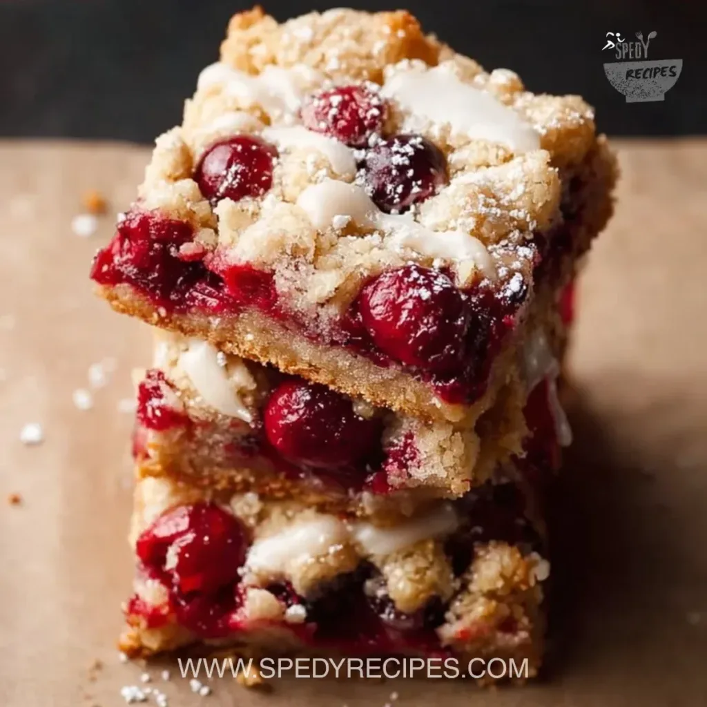 Delicious cranberry crumble bars with a golden crumble topping and fruity filling