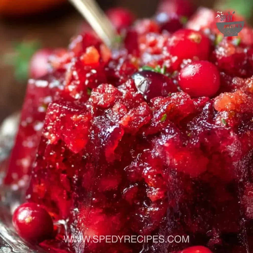 Cranberry Jello Salad Cranberry Jello Salad served in a bowl