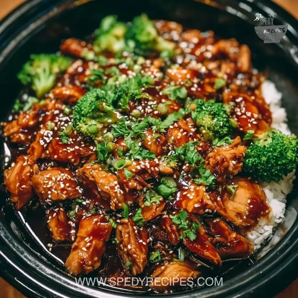 Dump and Go Crockpot Teriyaki Chicken Delicious Dump and Go Crockpot Teriyaki Chicken ready to be served