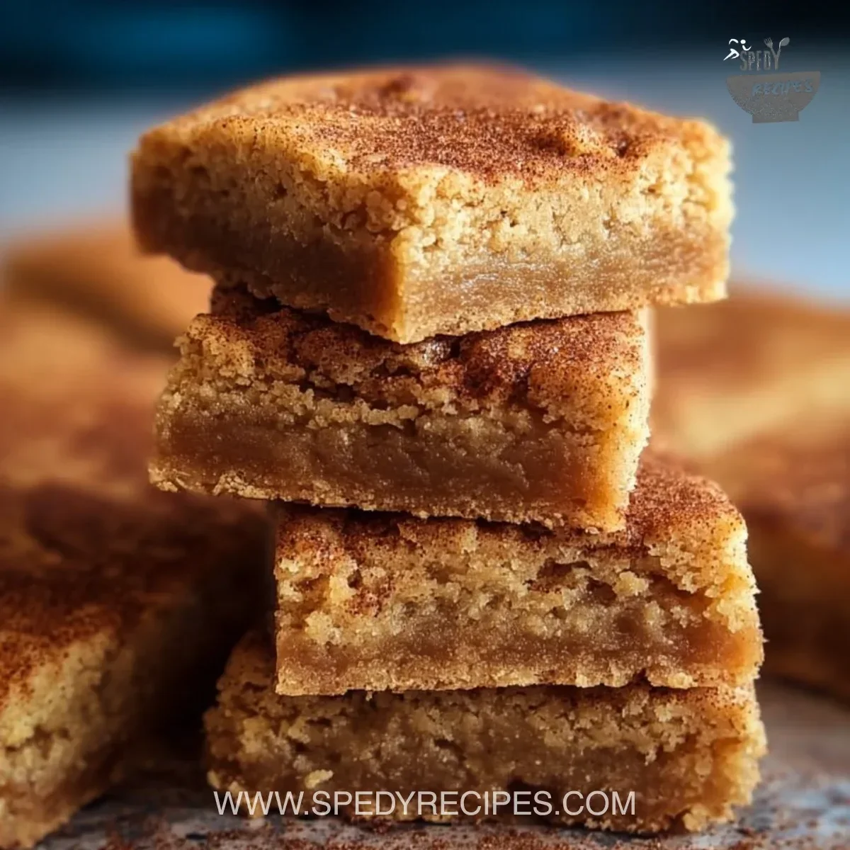 Delicious easy snickerdoodle cookie bars with cinnamon sugar topping