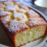 Delicious slice of French Butter Cake topped with fresh fruit