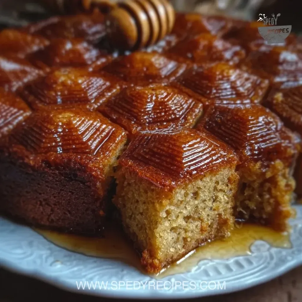 Greek Honey Cake Delicious Greek Honey Cake topped with nuts and honey glaze