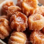 Healthy air fryer churro bites served on a plate with a cinnamon-sugar sprinkle