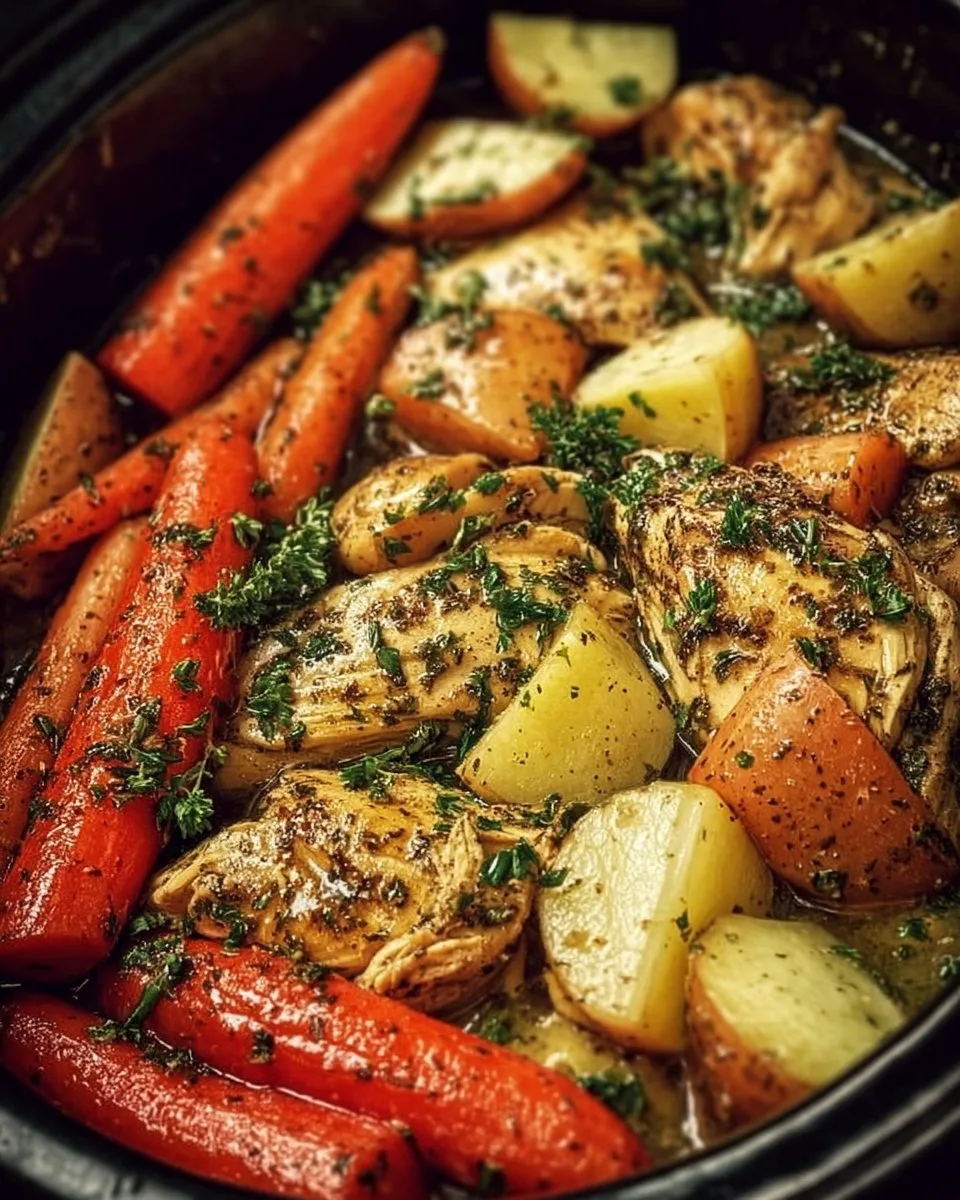Slow Cooker Garlic Butter Chicken and Veggies