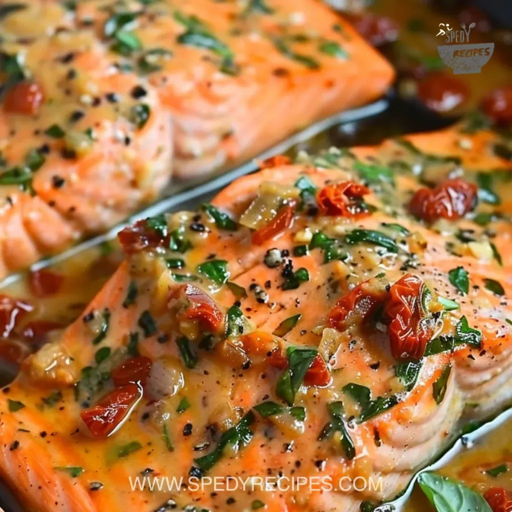 Marry Me Salmon Delicious Marry Me Salmon plated with garnishes and lemon