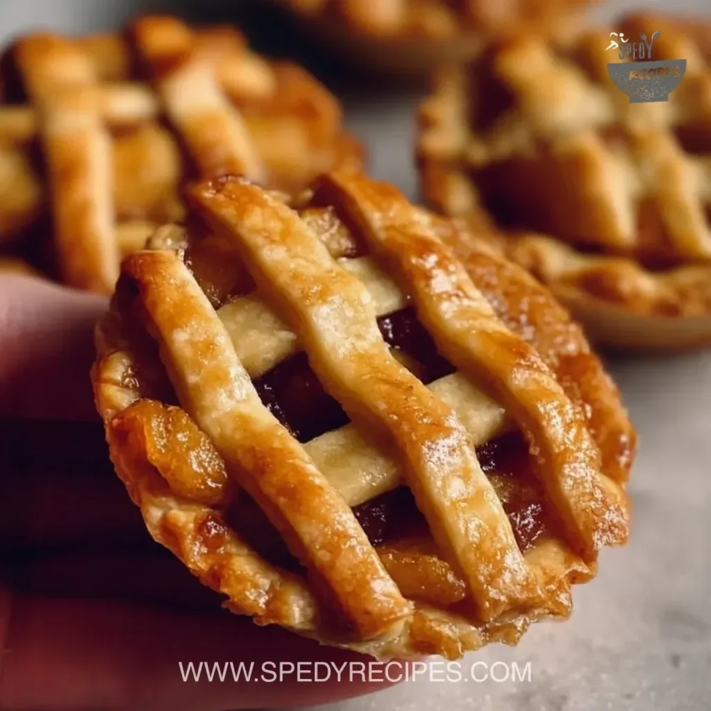 Freshly baked mini apple pies with a golden crust and spiced filling