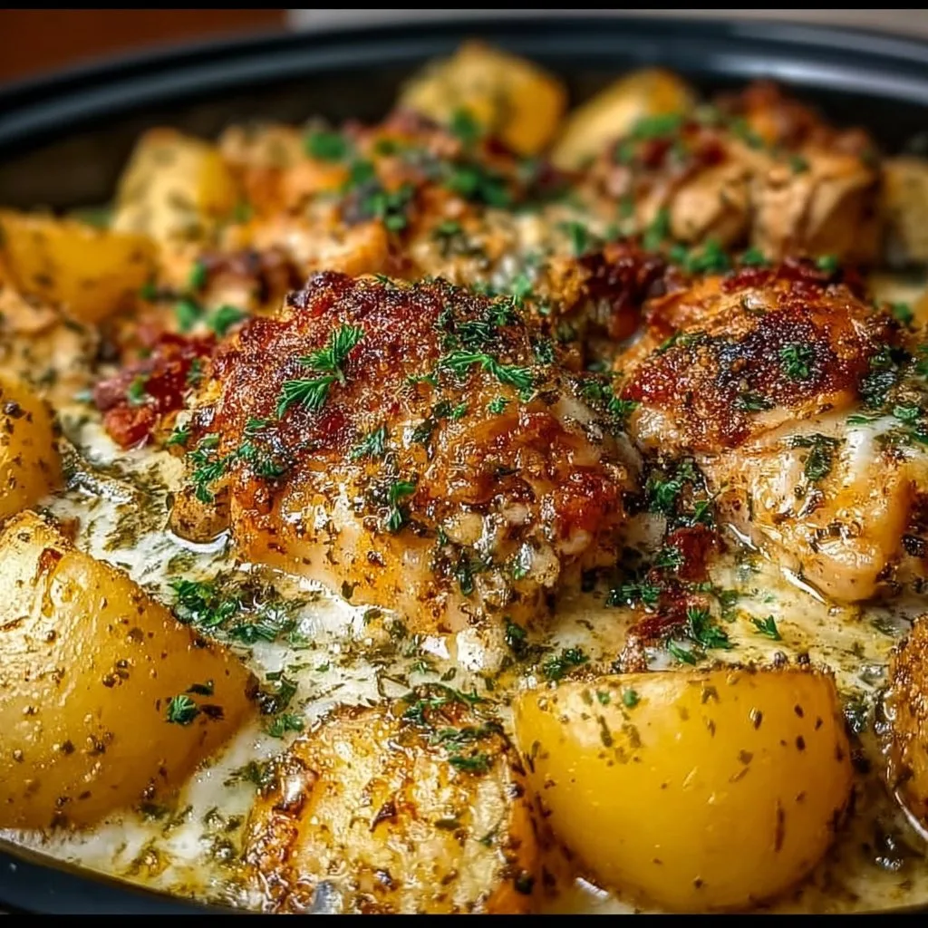 Garlic Parmesan Crockpot Chicken and Potatoes