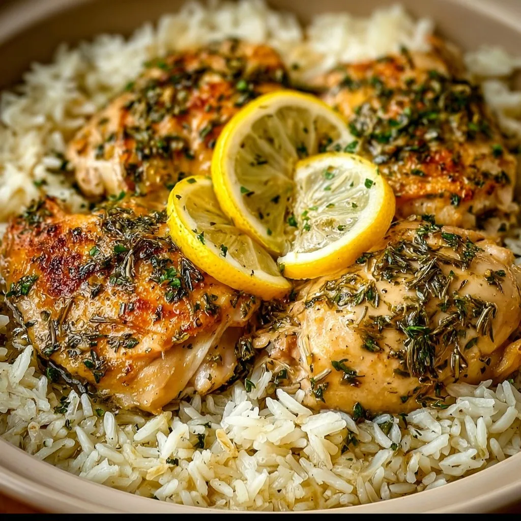 Slow Cooker Lemon Herb Chicken with Fluffy Rice