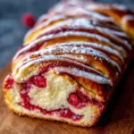 Raspberry Swirl Brioche Loaf showcasing rich texture and vibrant raspberry swirls