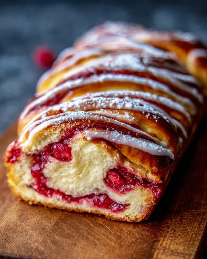 Raspberry Swirl Brioche Loaf Raspberry Swirl Brioche Loaf showcasing rich texture and vibrant raspberry swirls