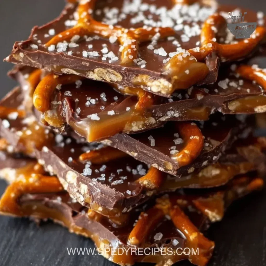 Salted Caramel Pretzel Bark Delicious salted caramel pretzel bark topped with nuts and sea salt