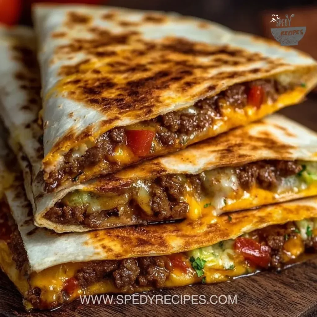 Smashburger Quesadillas Delicious Smashburger quesadillas served with fresh toppings and sides