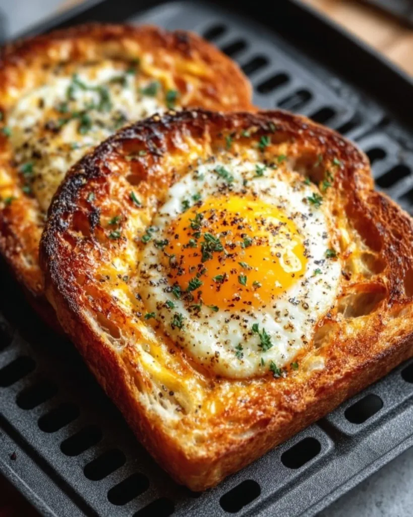 Air Fryer Egg and Cheese Toast Delicious Air Fryer Egg and Cheese Toast served on a plate
