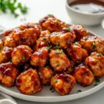 Delicious Air Fryer Honey BBQ Chicken Bites served on a plate