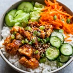 Delicious Bang Bang Chicken Bowl recipe with spicy chicken and vibrant vegetables