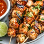Delicious Bang Bang Chicken Skewers ready to serve