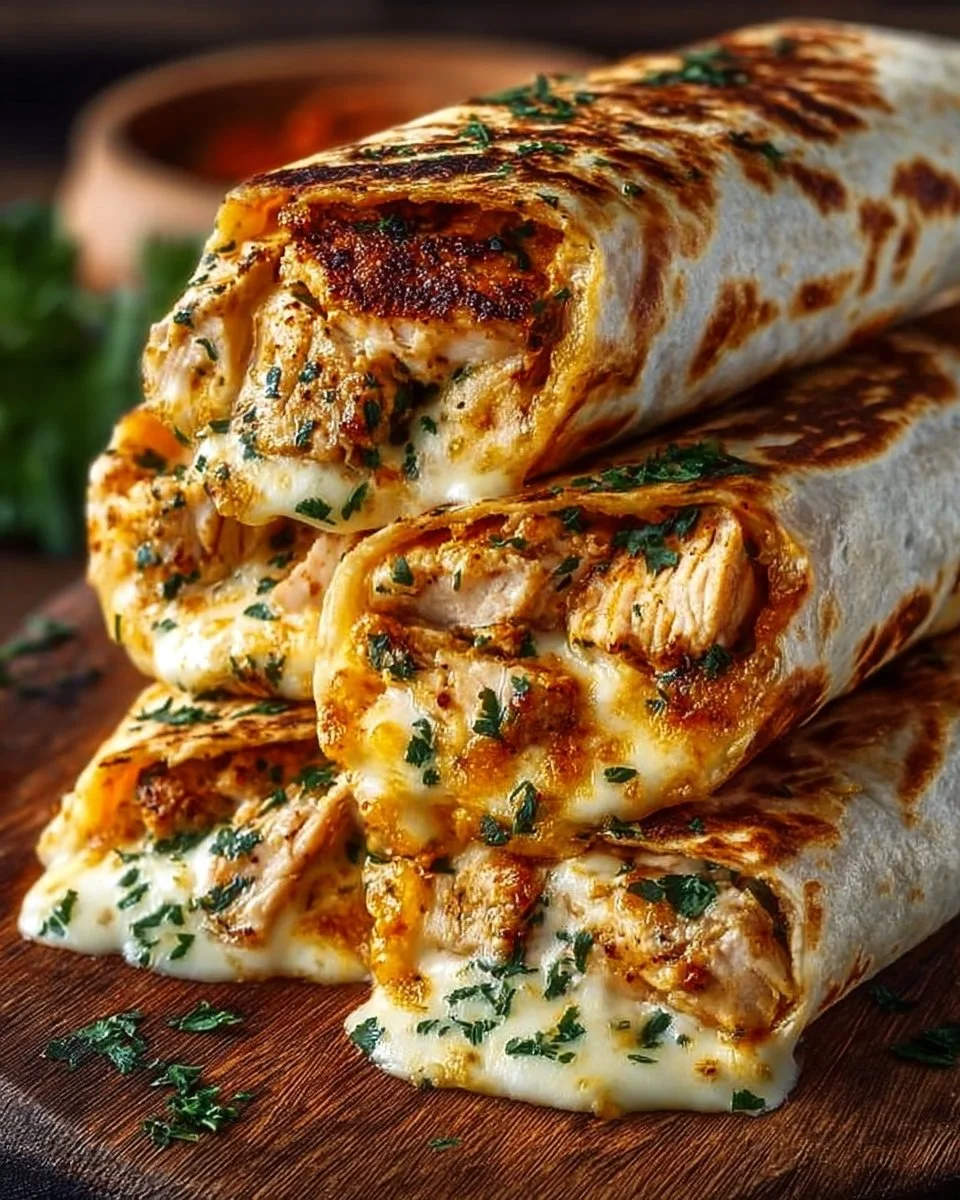 Cheesy Garlic Chicken Wraps