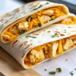 Delicious cheesy garlic chicken wraps ready to serve