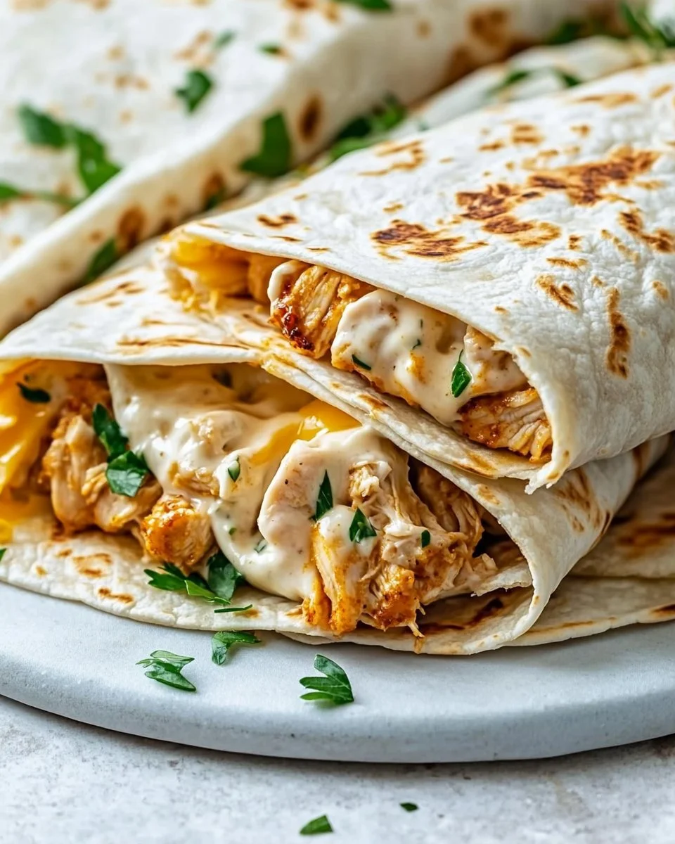 Cheesy Garlic Chicken Wraps