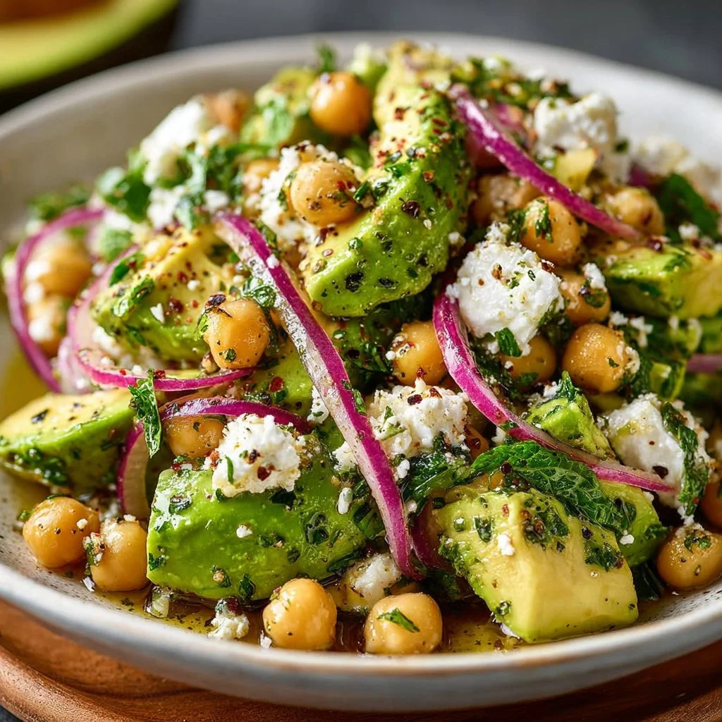 Chickpea Feta Avocado Salad