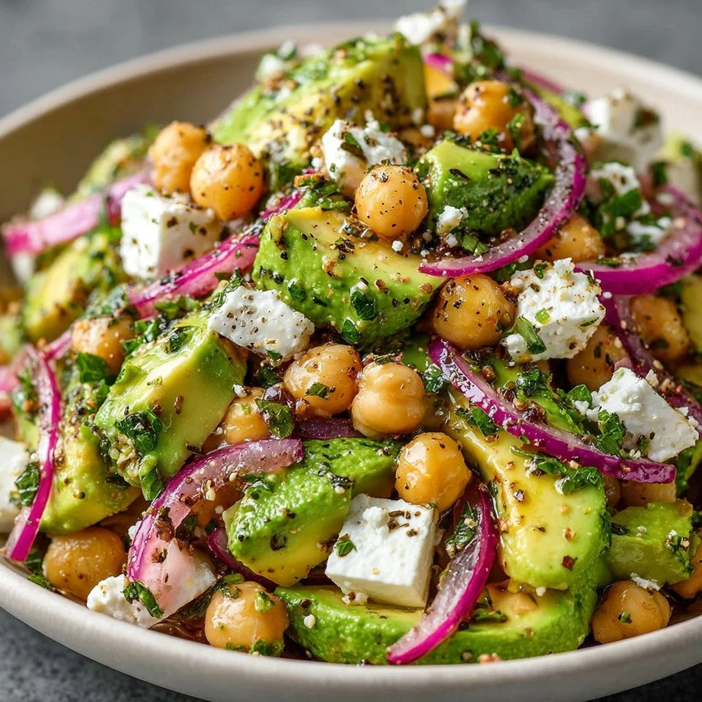 Chickpea Feta Avocado Salad