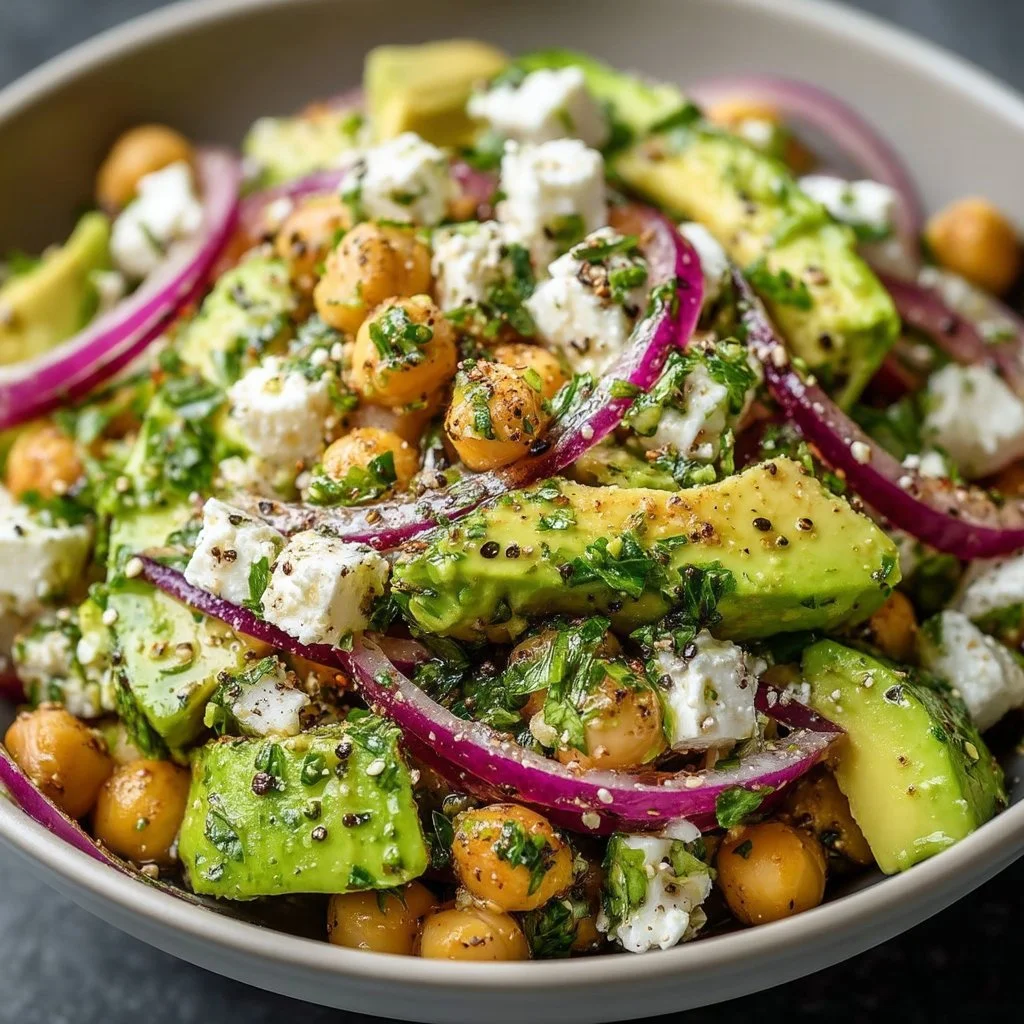 Chickpea Feta Avocado Salad
