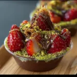 Decadent Chocolate Strawberry Cups topped with fresh strawberries and chocolate drizzle.