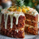 Delicious Christmas Hawaiian Carrot Pineapple Cake served with festive decorations