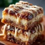 Delicious Cinnamon Roll Bliss Bars topped with icing and cinnamon, perfect for dessert.
