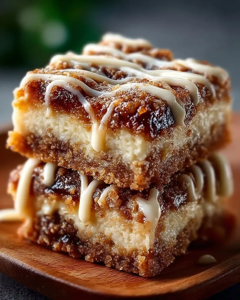 Cinnamon Roll Bliss Bars Delicious Cinnamon Roll Bliss Bars topped with icing and cinnamon, perfect for dessert.