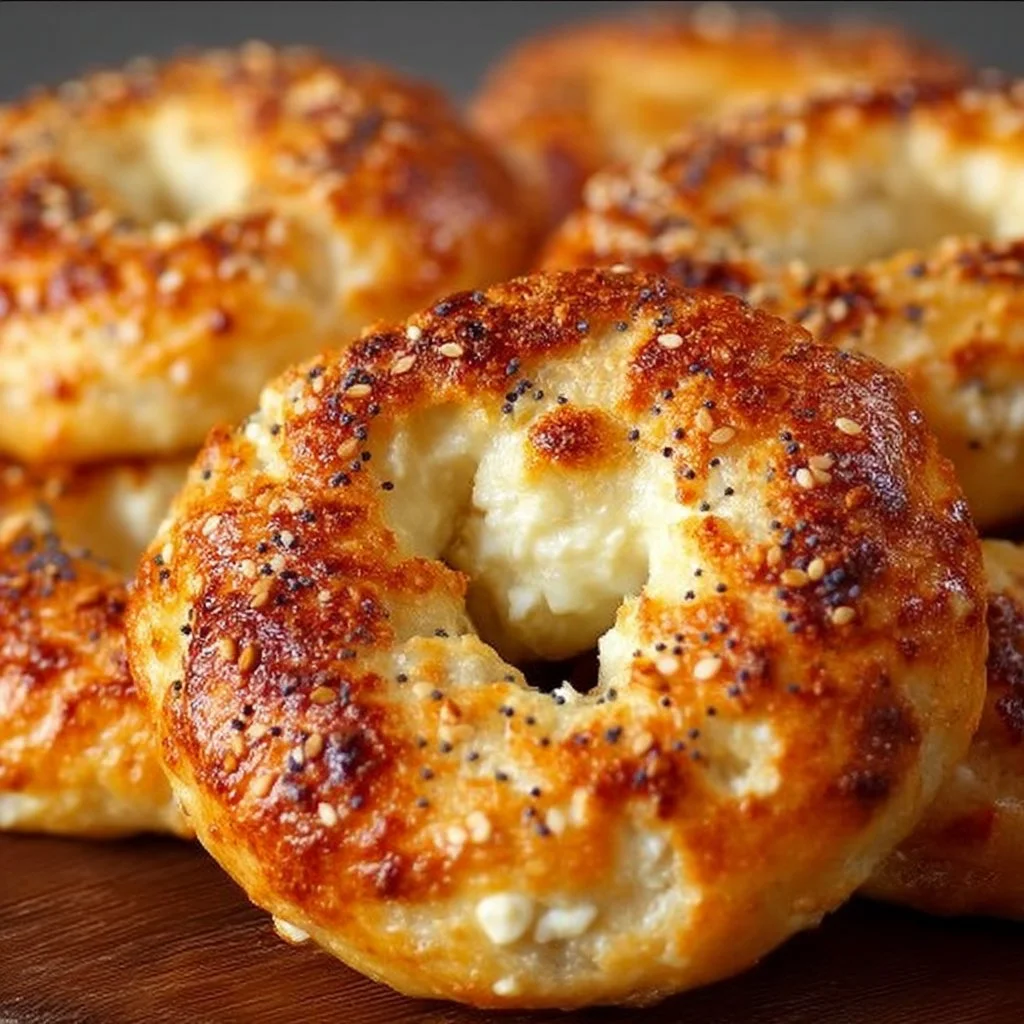 Delicious homemade Greek yogurt bagels topped with sesame seeds and herbs
