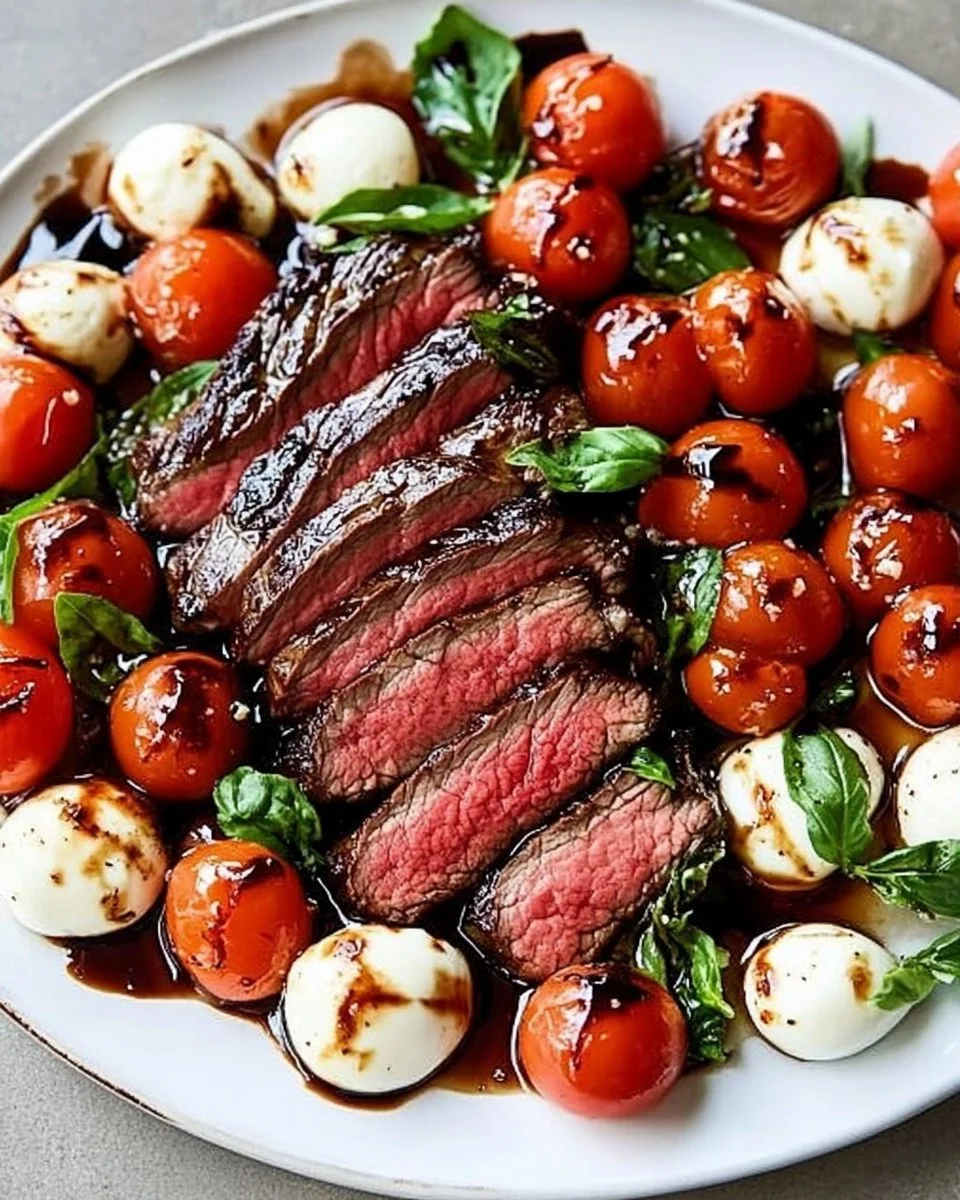Grilled Flank Steak Caprese with Balsamic Dressing
