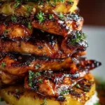 Hawaiian Turned Chicken Stack served with vibrant tropical toppings