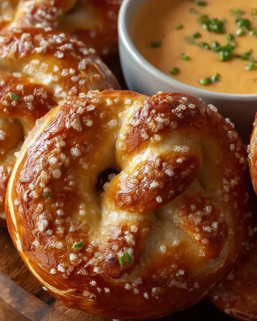 Freshly baked homemade soft pretzels with a golden brown crust.
