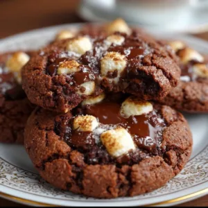 Delicious hot chocolate cookies with melty chocolate chips and marshmallow pieces