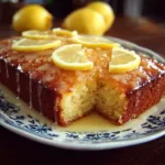 Delicious slice of irresistible lemon cake topped with fresh lemon zest