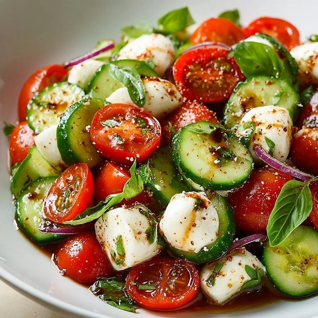Juicy Cucumber Caprese Salad