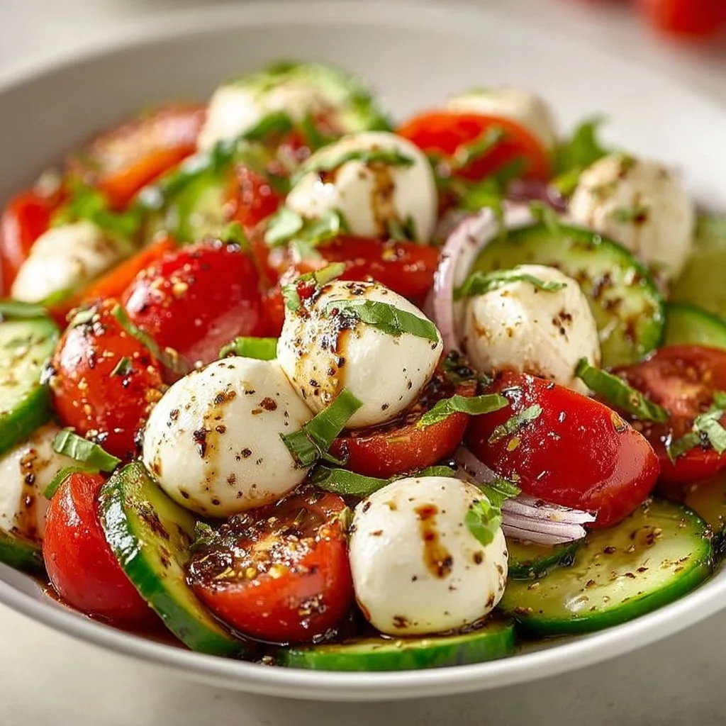 Juicy Cucumber Caprese Salad
