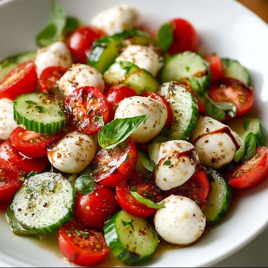 Juicy Cucumber Caprese Salad
