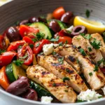 Colorful Mediterranean Chicken stir fry with vegetables and spices