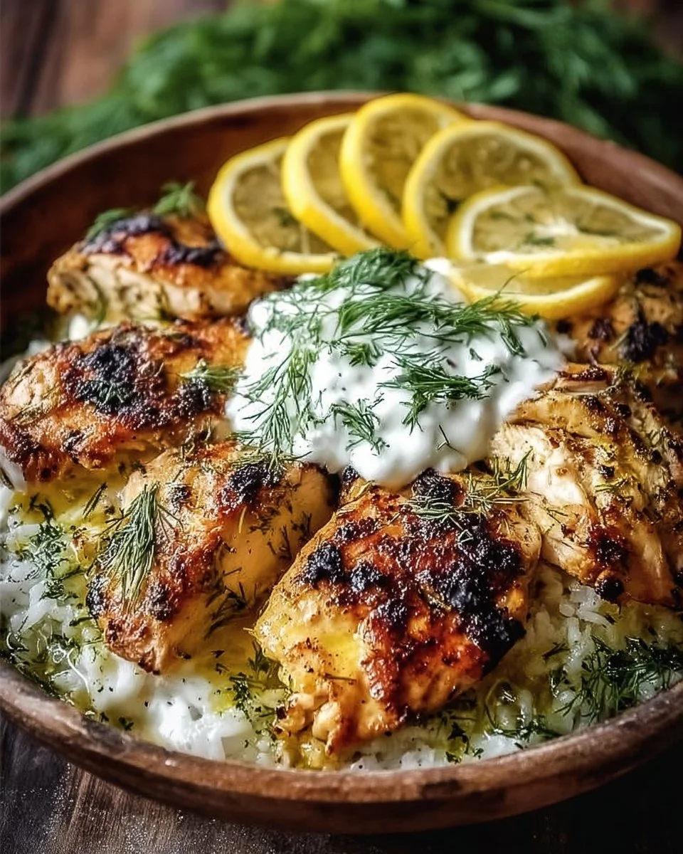 Mediterranean Lemon-Dill Chicken Bowls with fresh ingredients and vibrant flavors.