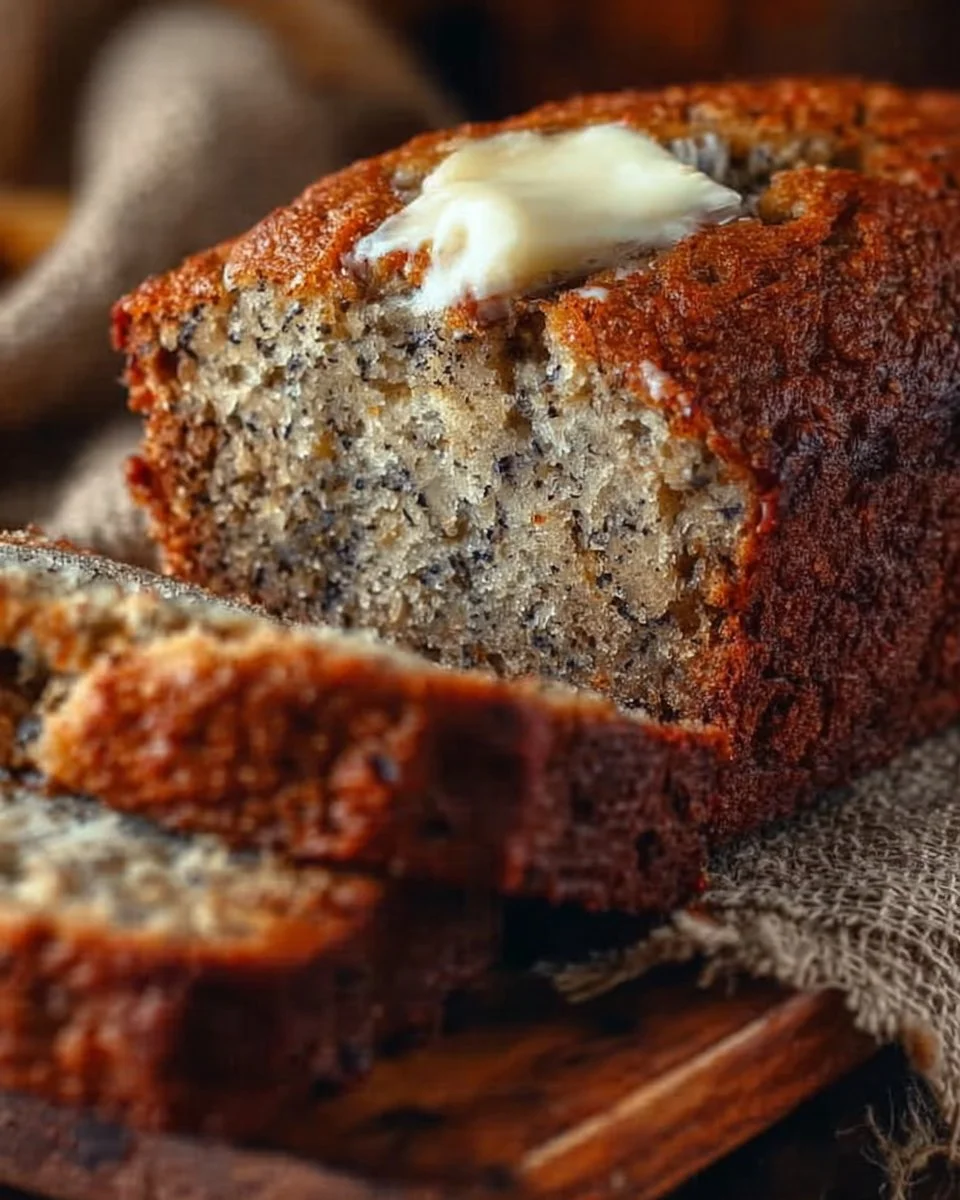 Deliciously moist banana bread freshly baked and sliced