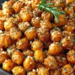 Ranch flavored oven-baked crispy roasted chickpeas in a bowl.