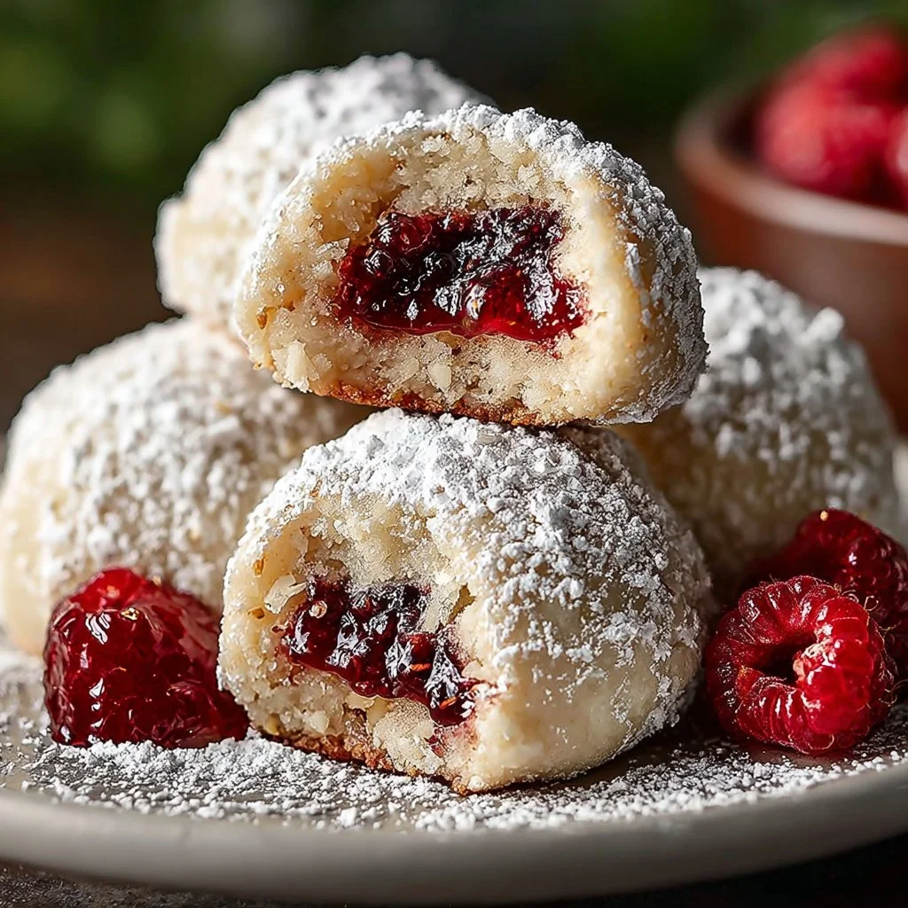 Raspberry Almond Snowball Cookies Delightful Easy Recipe
