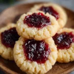 Soft Christmas thumbprint cookies with colorful frosting and sprinkles