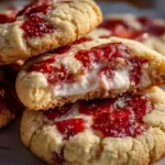 Delicious Strawberry Cheesecake Cookies with fresh strawberries and cream cheese frosting